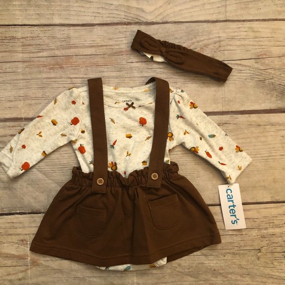 Autumn Harvest Carter's Baby Girl Jumpsuit w Matching Headband Size 3 Months NWT - Picture 5 of 5